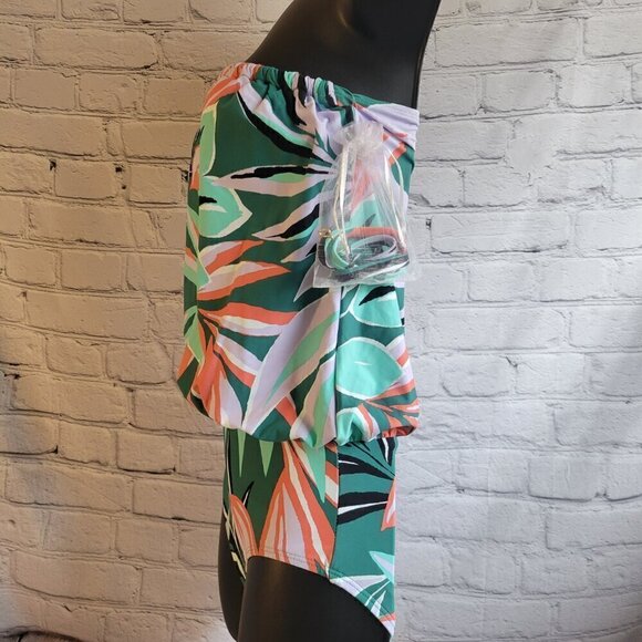 Anne Cole Women's Zesty Tropical Blouson One-Piece Keyhole Swimsuit - Picture 4 of 6